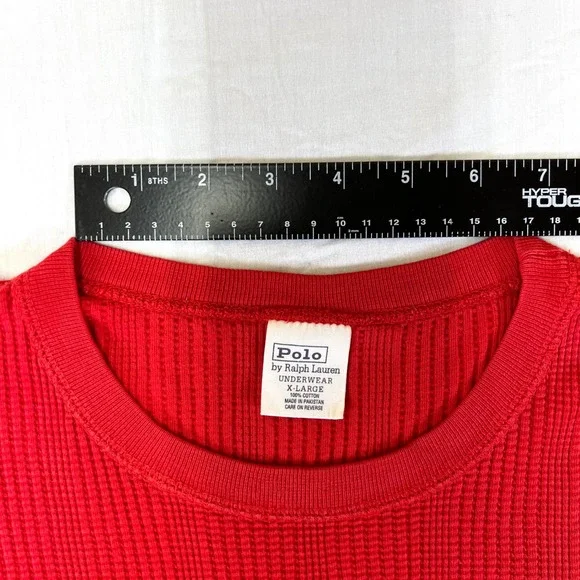 Polo Ralph Lauren Red Waffle Knit Long Sleeve Thermal Shirt X-Large - Picture 3 of 16